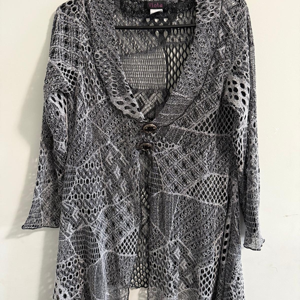 Viola Black and Gray Knit Cardigan